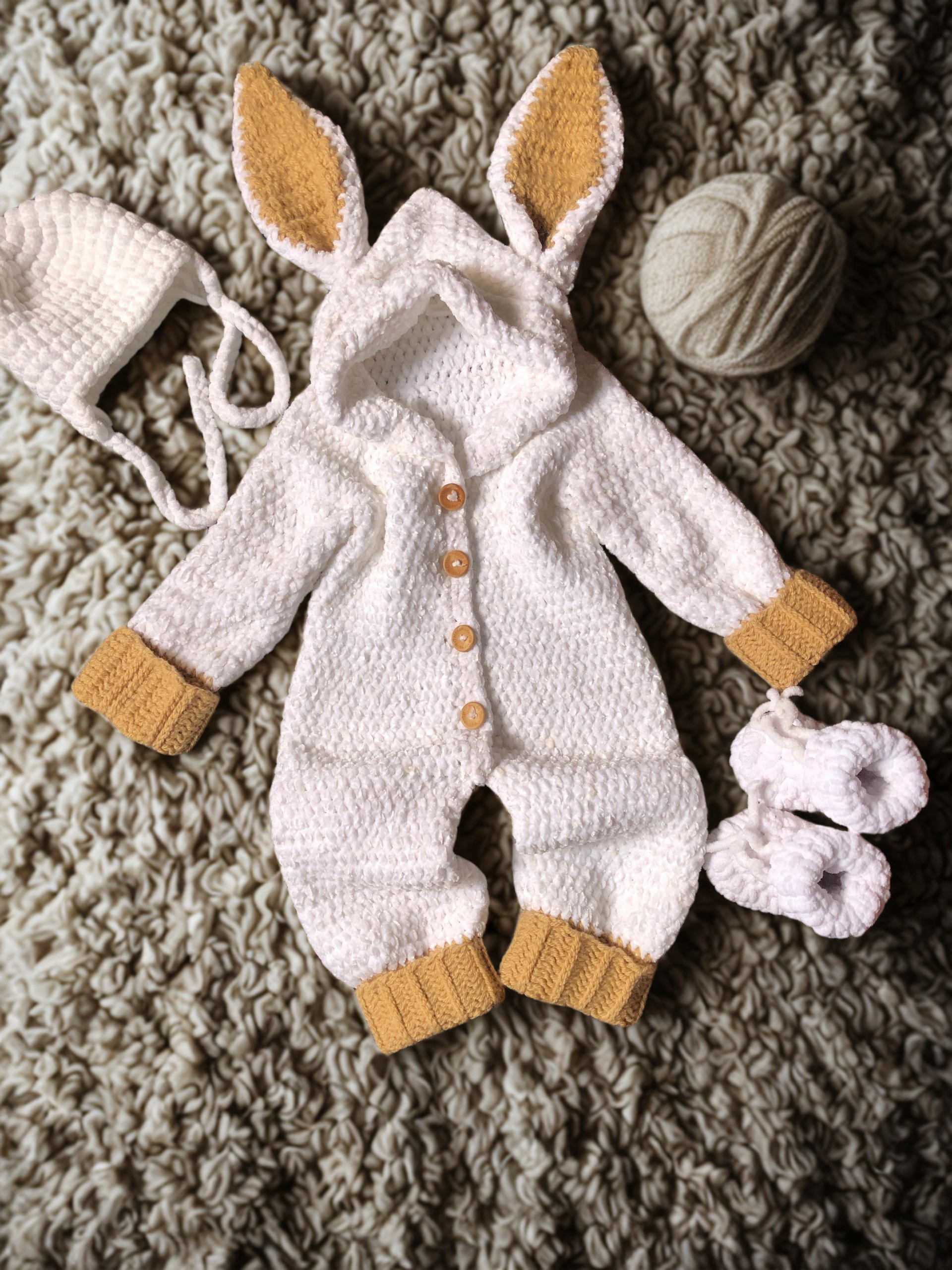 Bunny Baby Jumpsuit, Hat & Shoes Crochet Pattern
