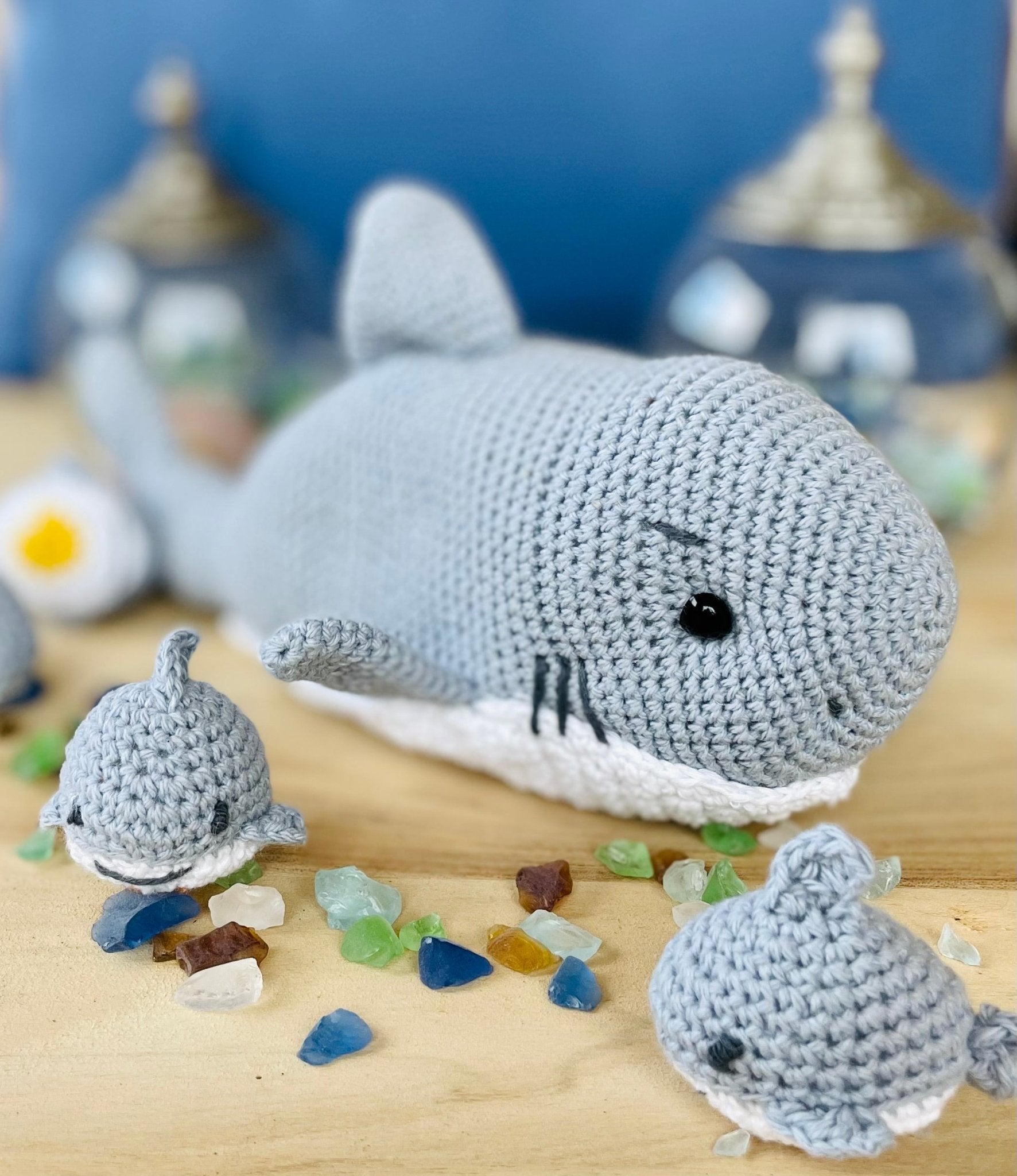 Crochet Shark Memory Game Pattern – Amigurumi with Mini Sharks