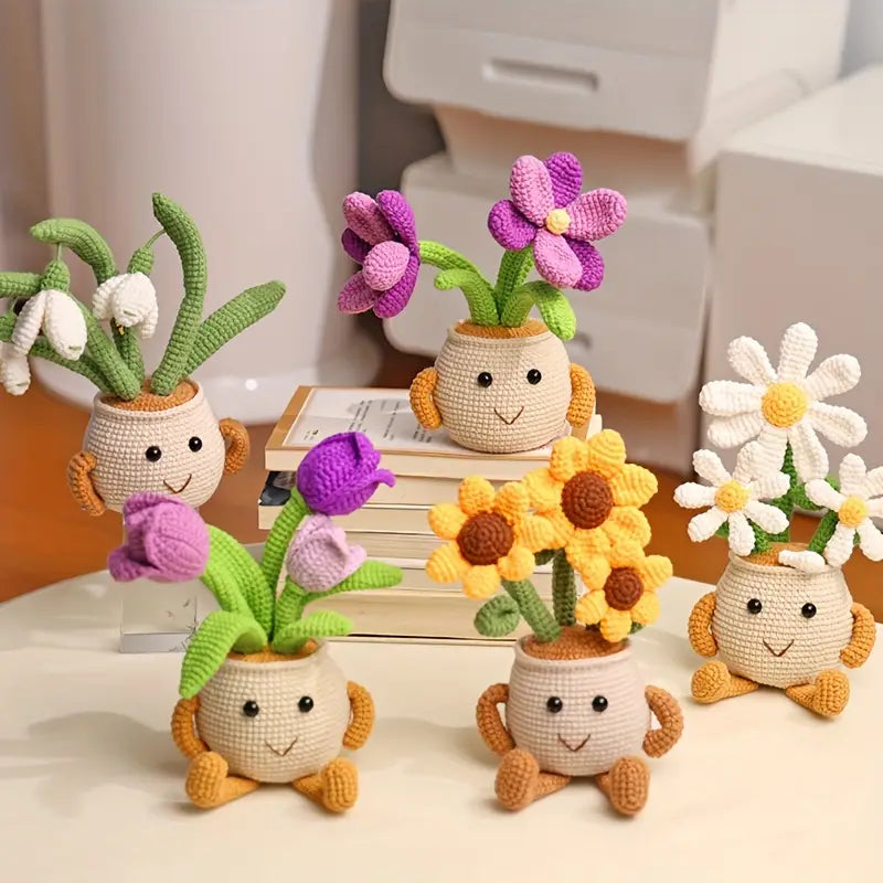 crochet potted plants 5 Potted Flowers Set Crochet Pattern – Crochify