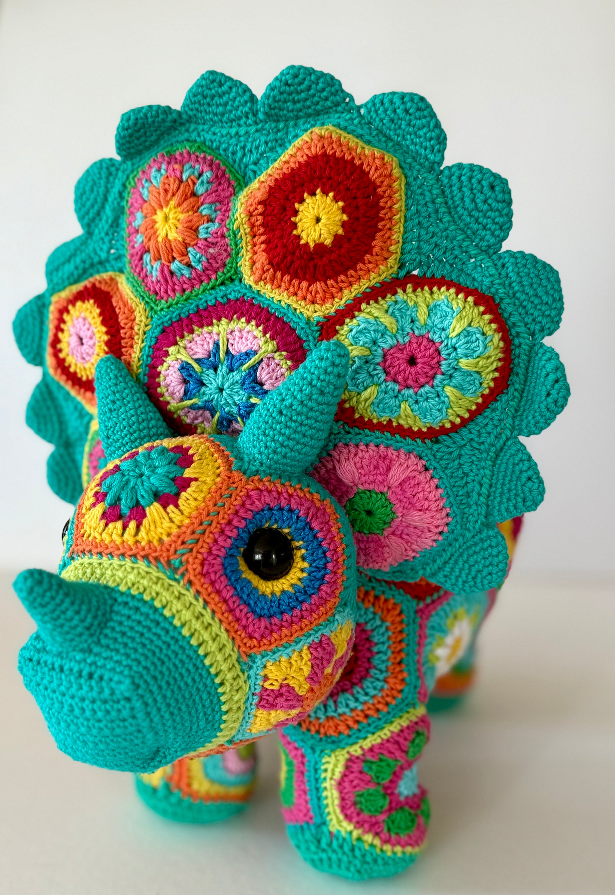 Triceratops African Flowers Crochet Pattern – Crochify