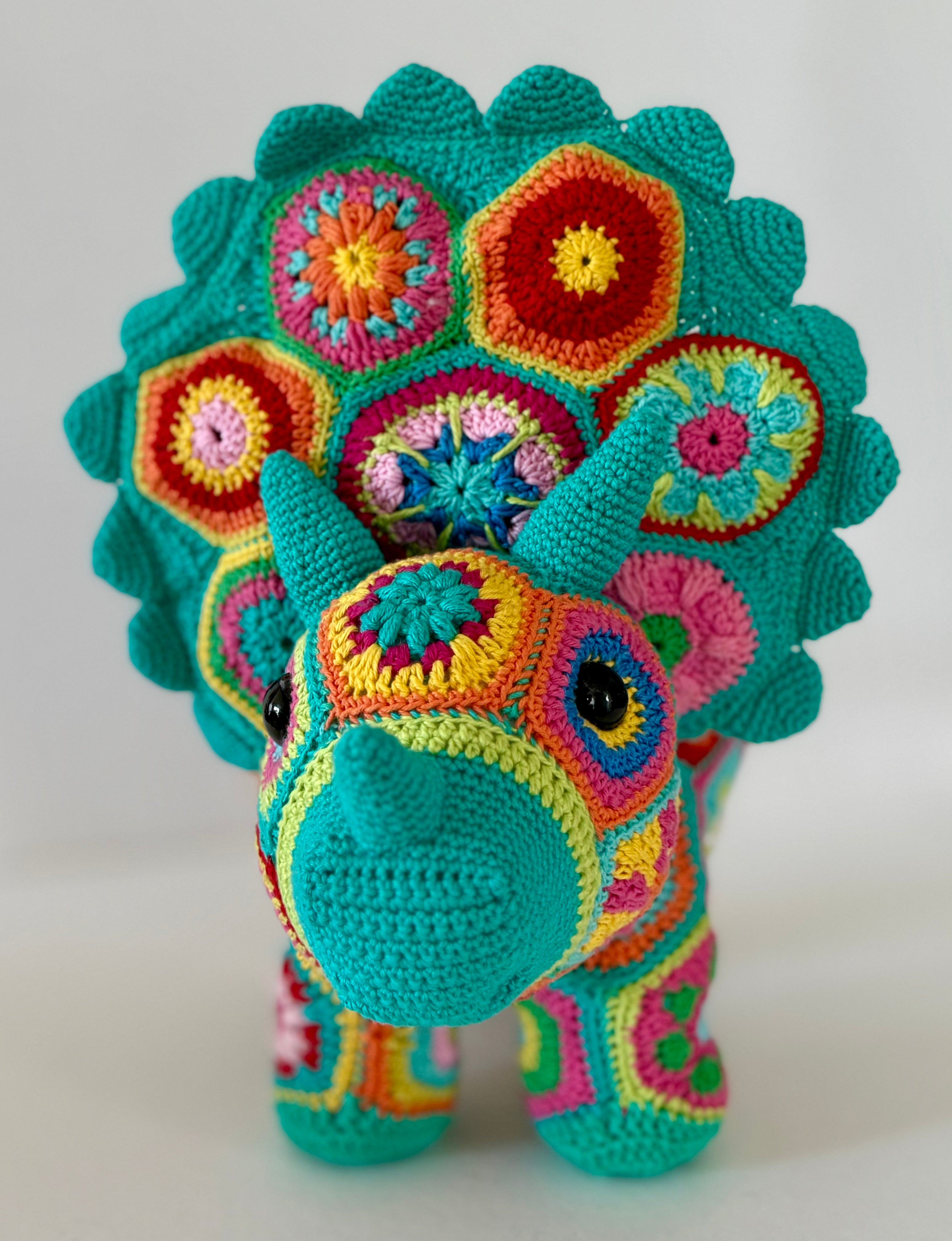 Triceratops African Flowers Crochet Pattern