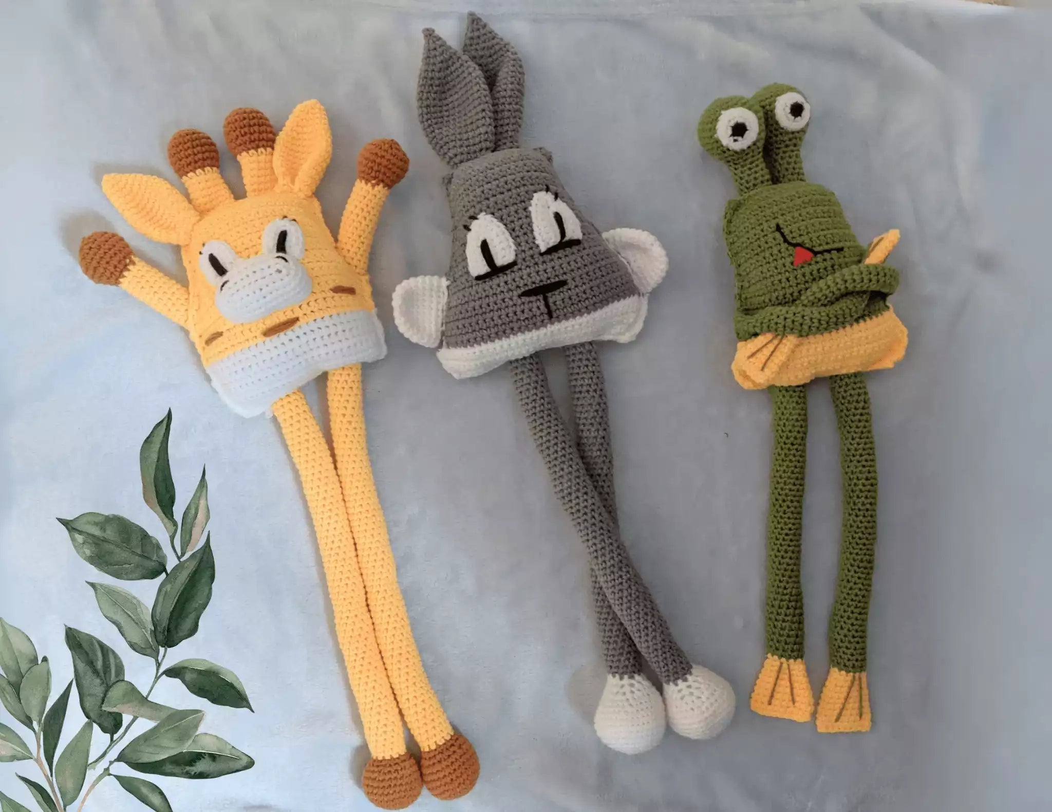 Crochet Stretchable Frog, Bunny & Giraffe Pattern –  Baby Hanging Toys