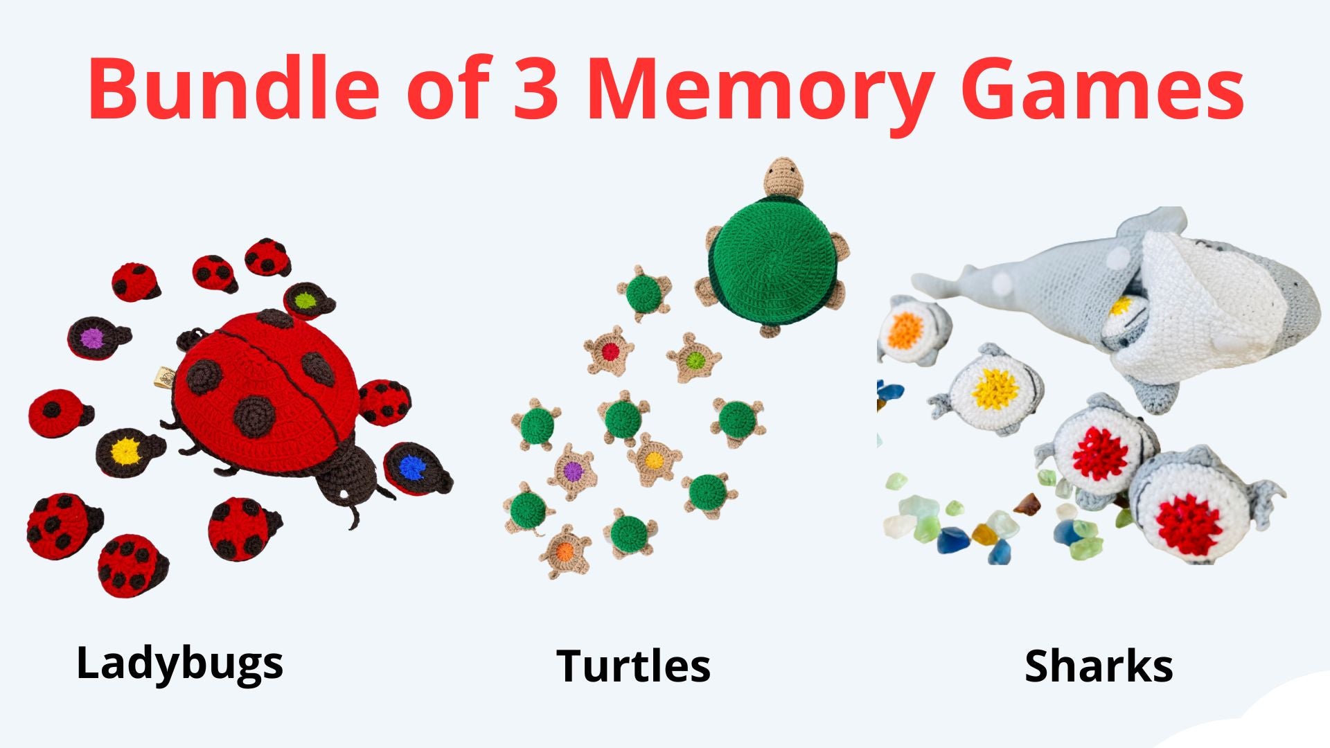 3 Crochet Memory Games for Kids & Adults - Educational Patterns