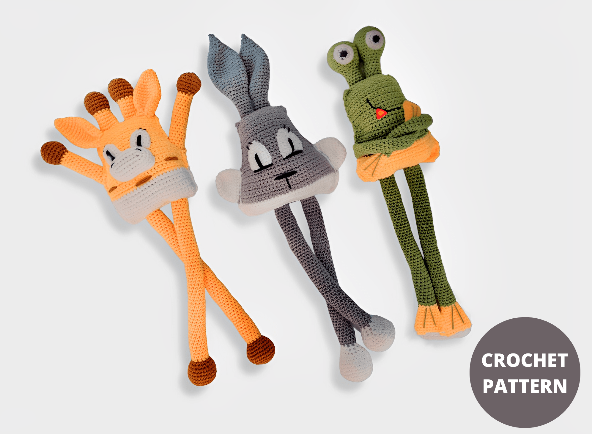 Crochet Stretchable Frog, Bunny & Giraffe Pattern –  Baby Hanging Toys
