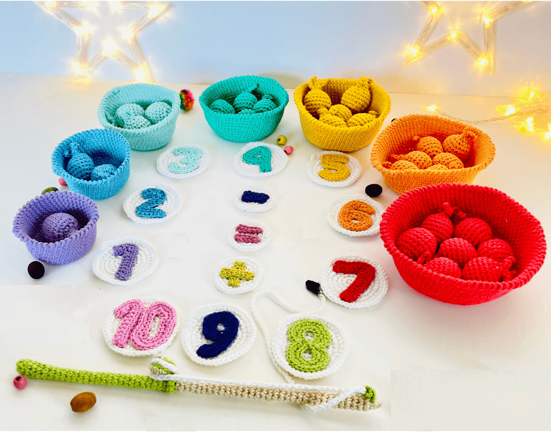 Crochet Counting Fishing Game Pattern - Educational and Engaging DIY Toy