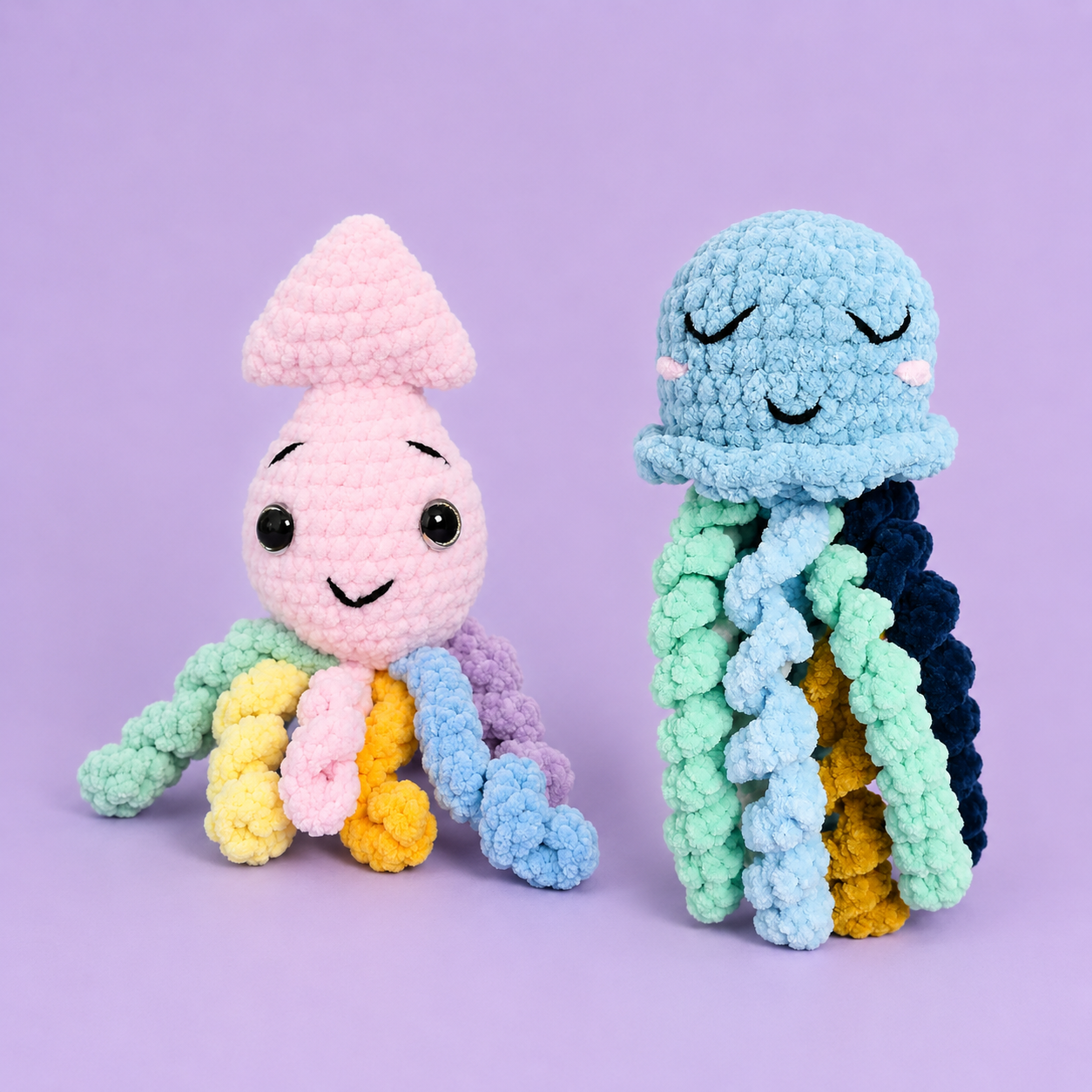 Crochet Sprinkles the Squid & Rainbow the Jellyfish Patterns – Adorable Sea Creatures