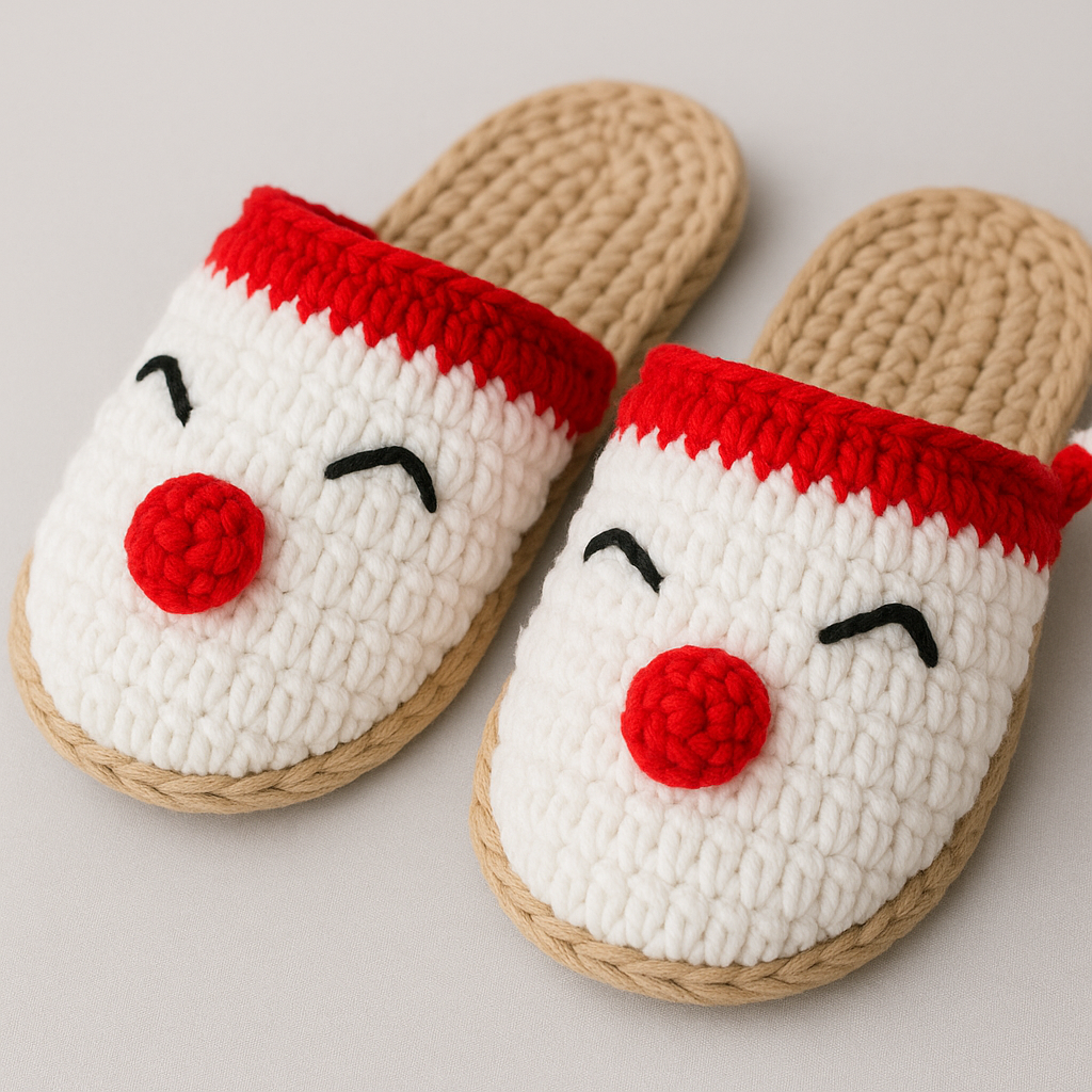 Christmas Santa Slippers Crochet Pattern