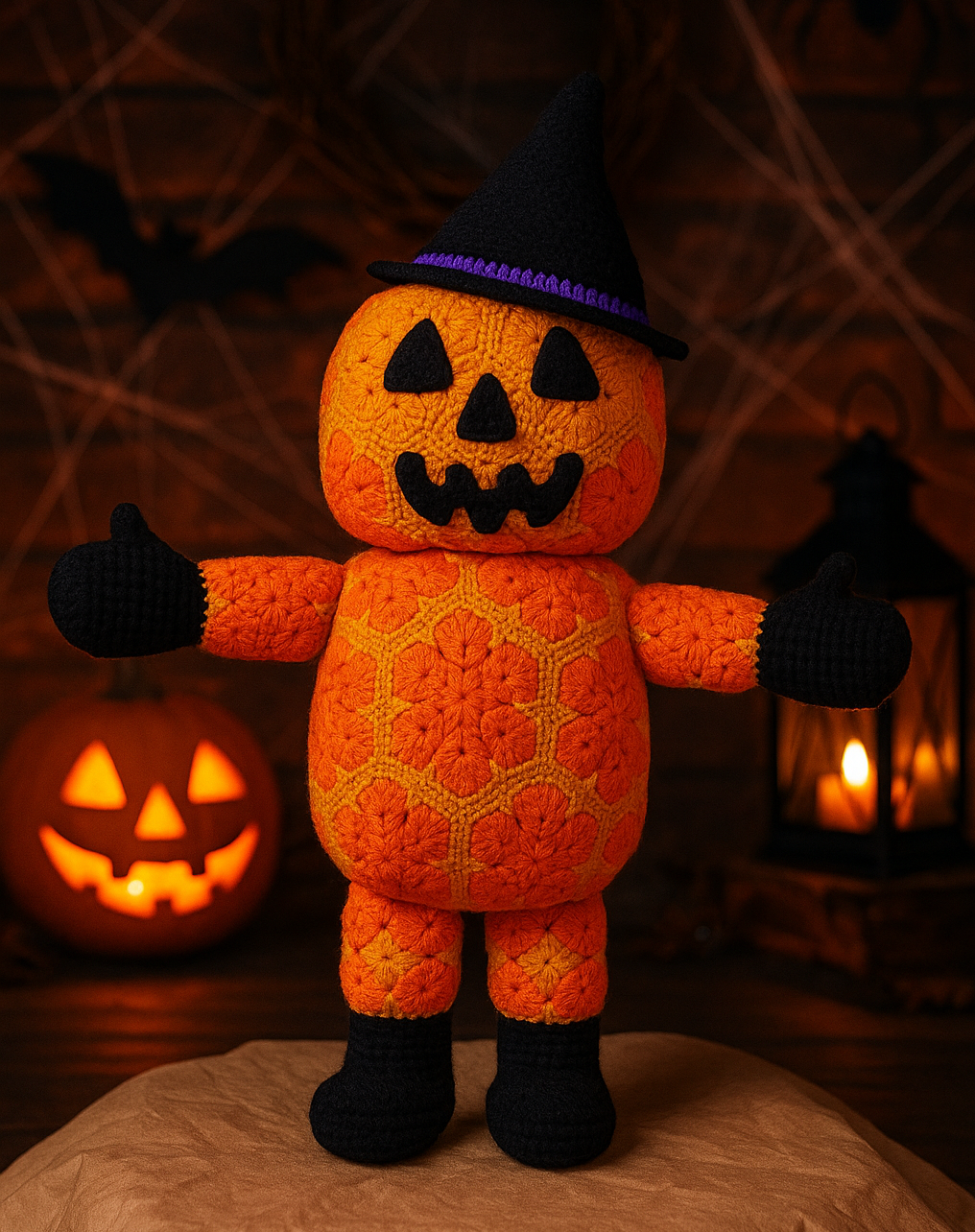 Halloween Pumpkin Witch Doll Crochet Pattern