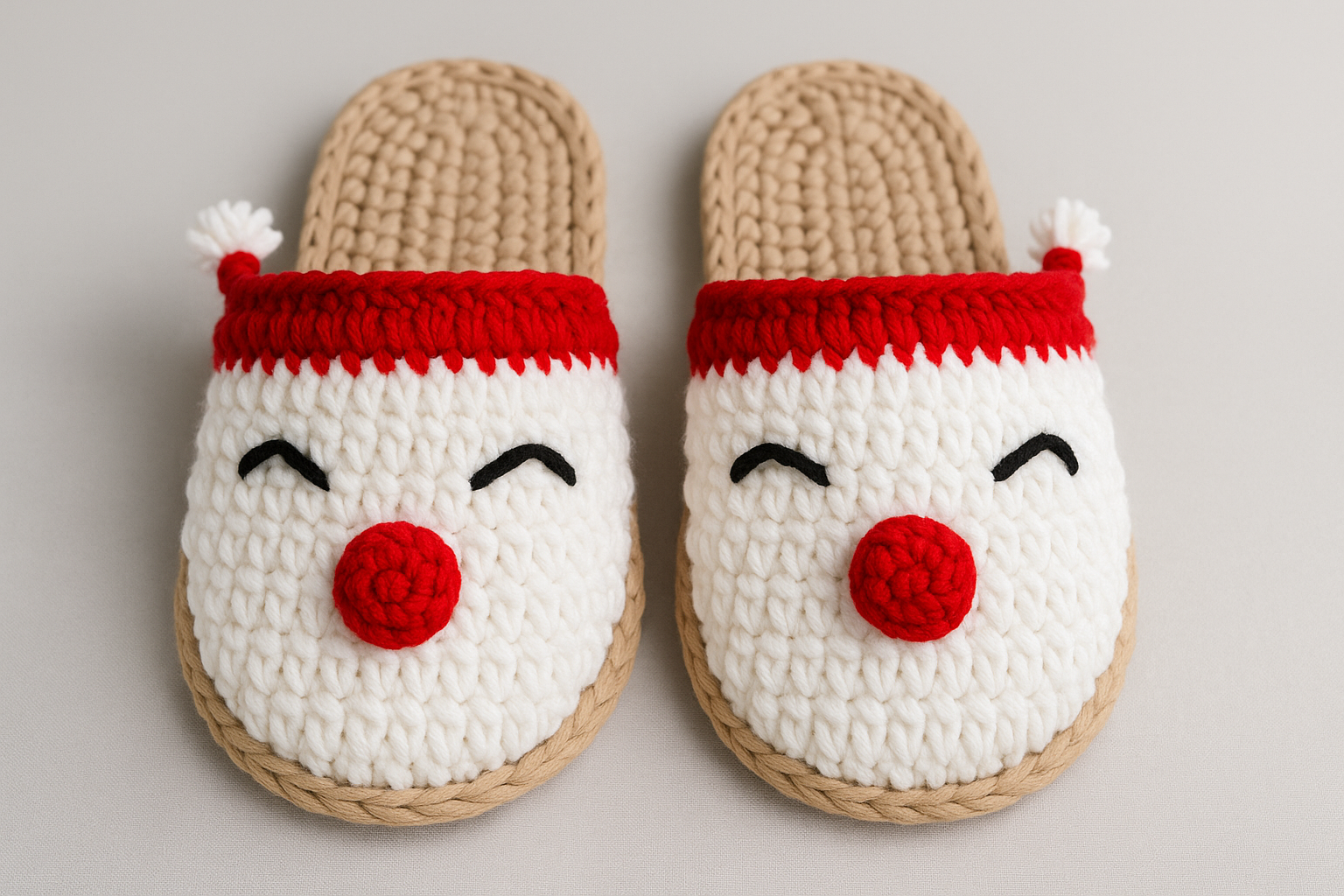 Christmas Santa Slippers Crochet Pattern