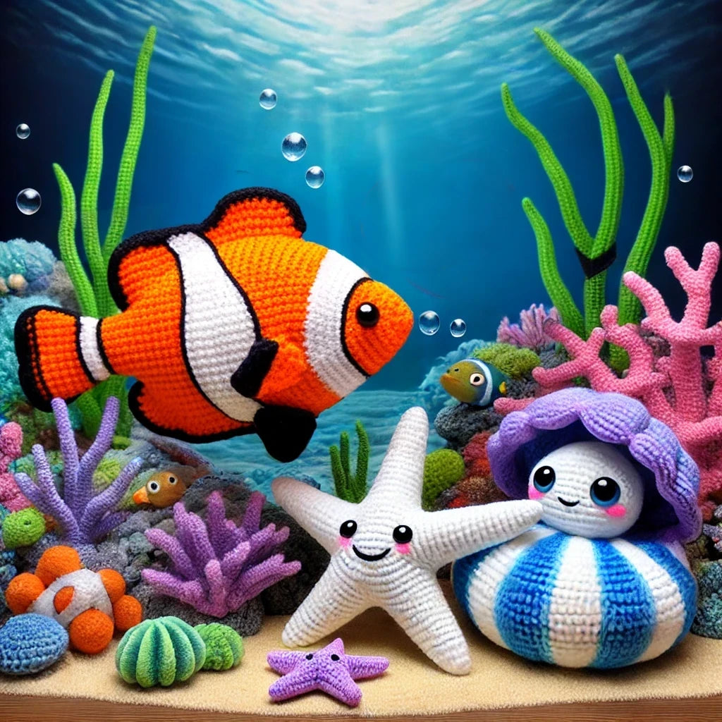 Crochet Ocean Friends Pattern – Nemo, Starfish & Seashell Amigurumi