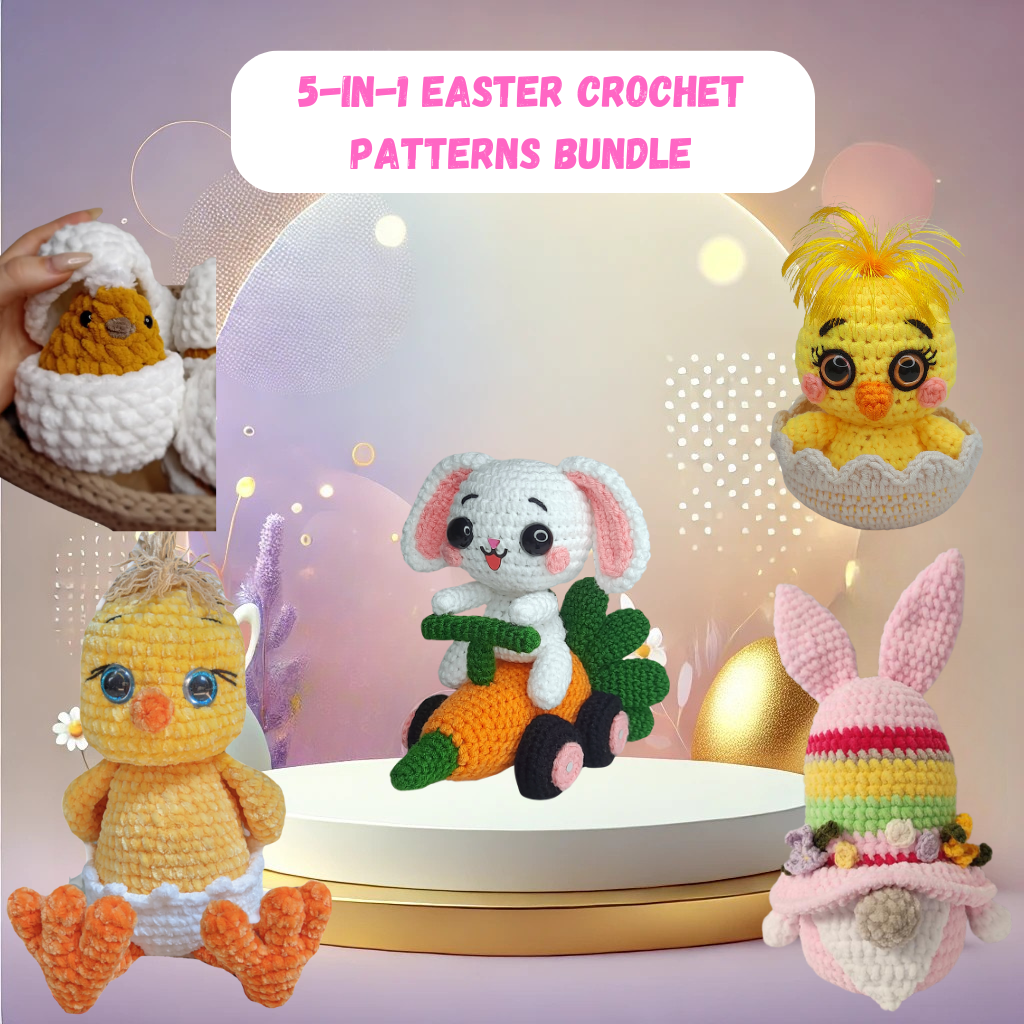 5 in 1 Easter Crochet Patterns Bundle + Gift 🎁