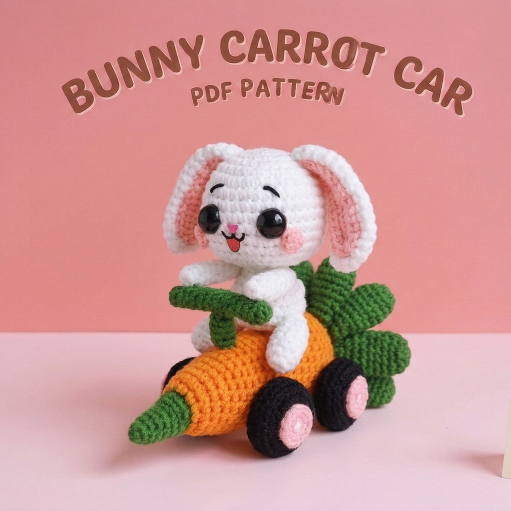 Cute Bunny in Carrot Car - Easter Crochet Pattern