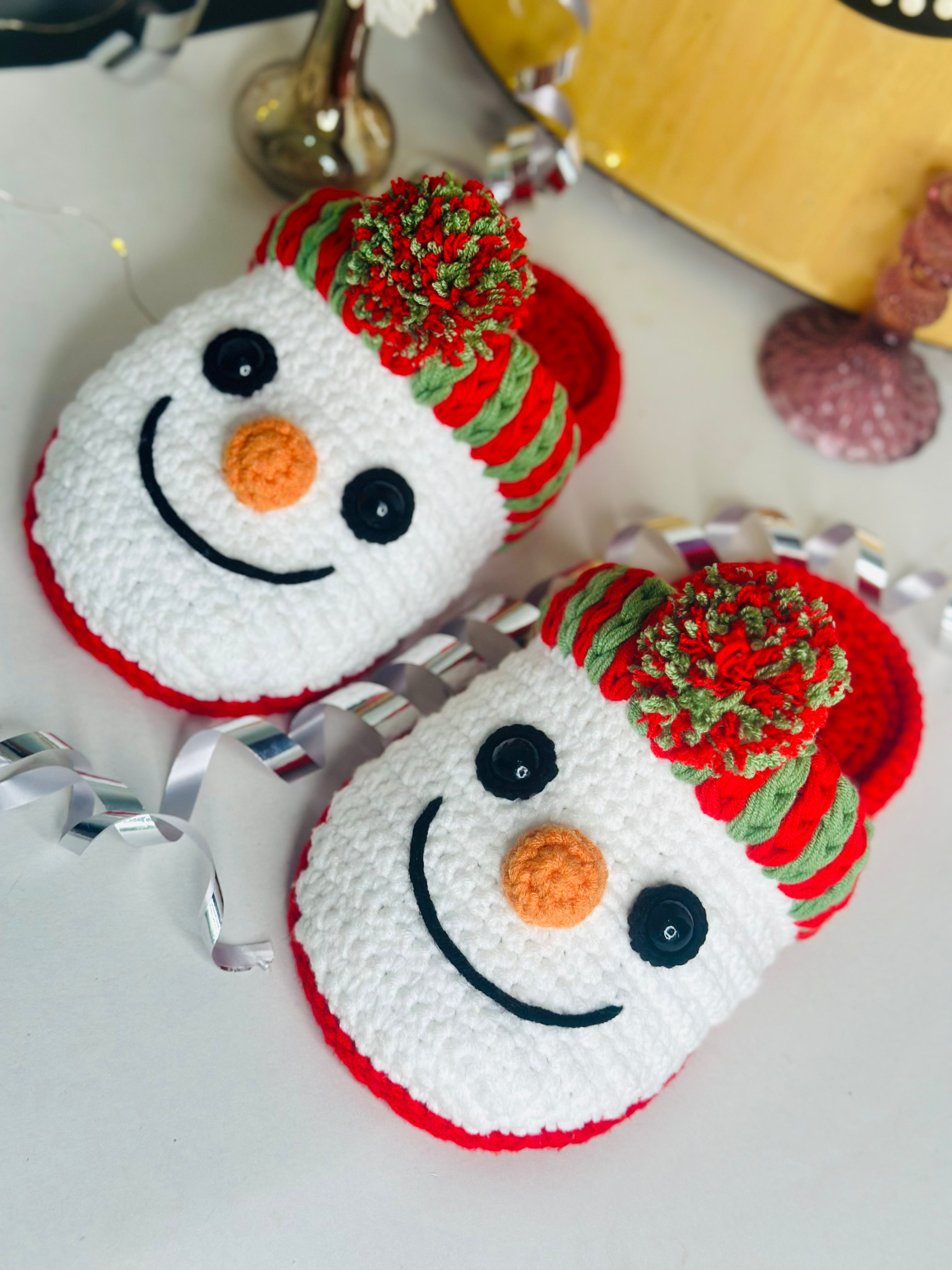 Christmas Snowman Slippers Crochet Pattern