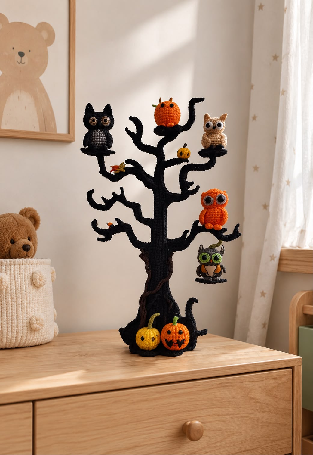 Crochet Halloween Tree Pattern – Owls, Pumpkins & Spooky Decor
