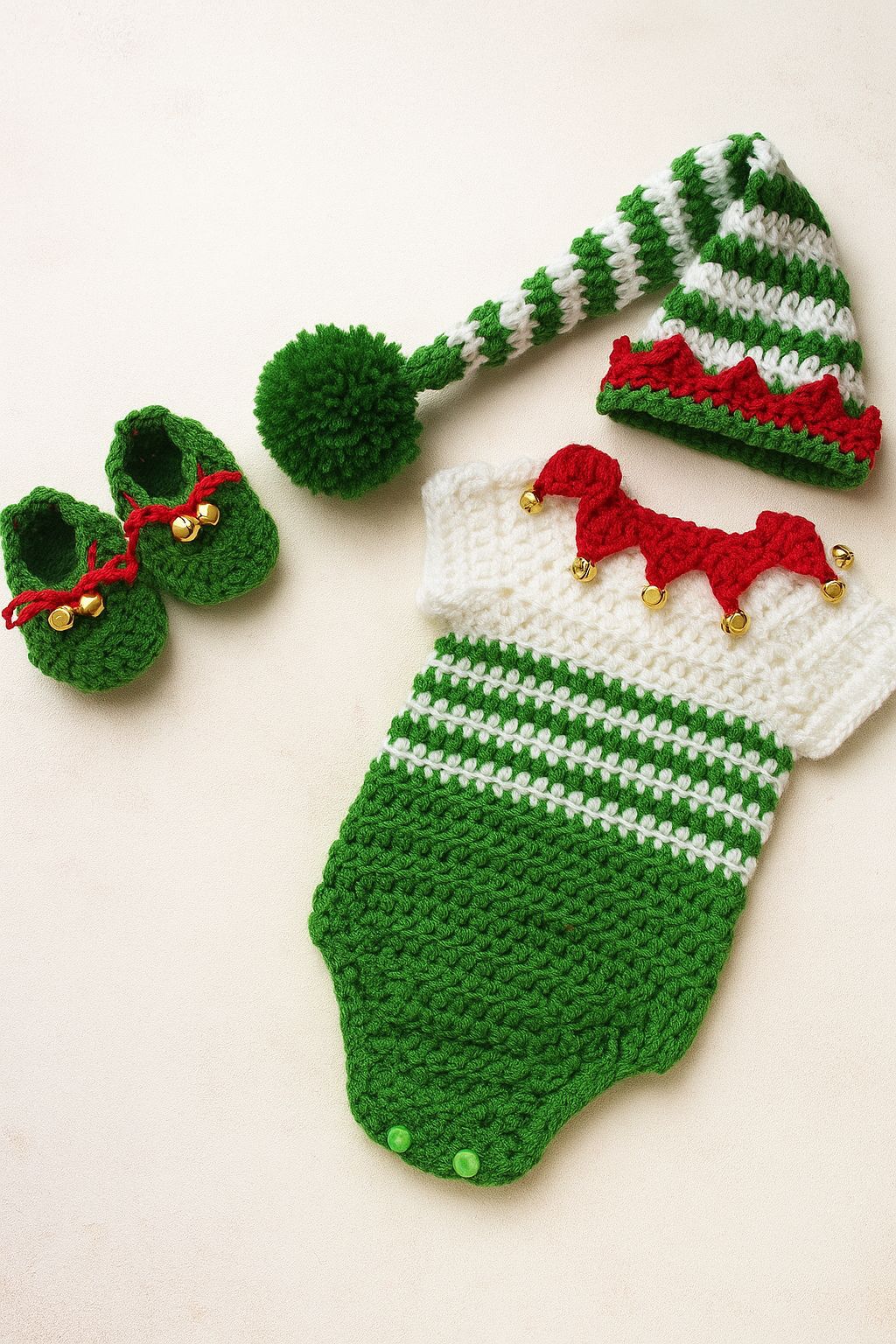 Christmas Elf Baby Set Crochet Pattern