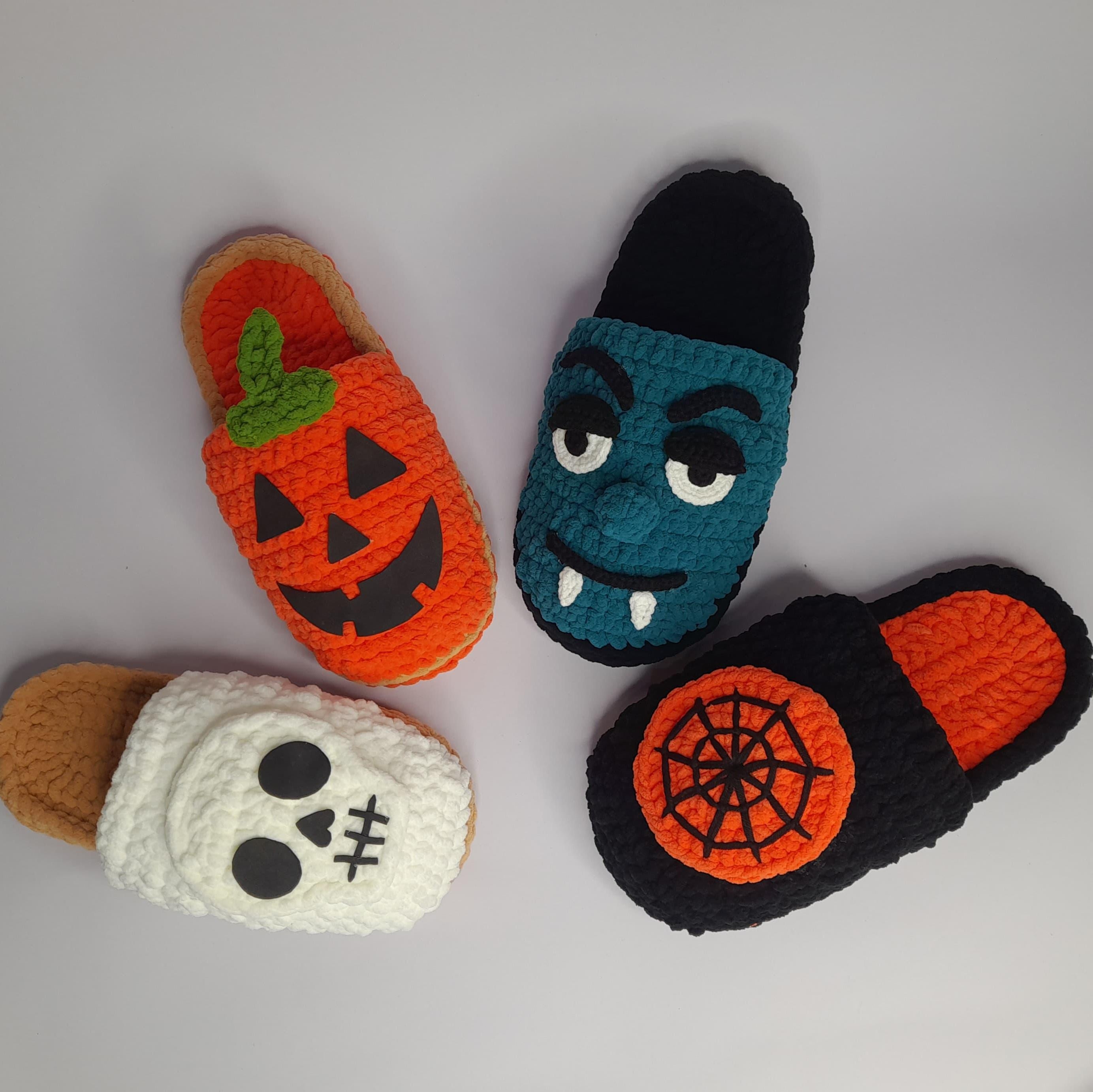 Set of 4 Halloween Slippers Crochet Patterns