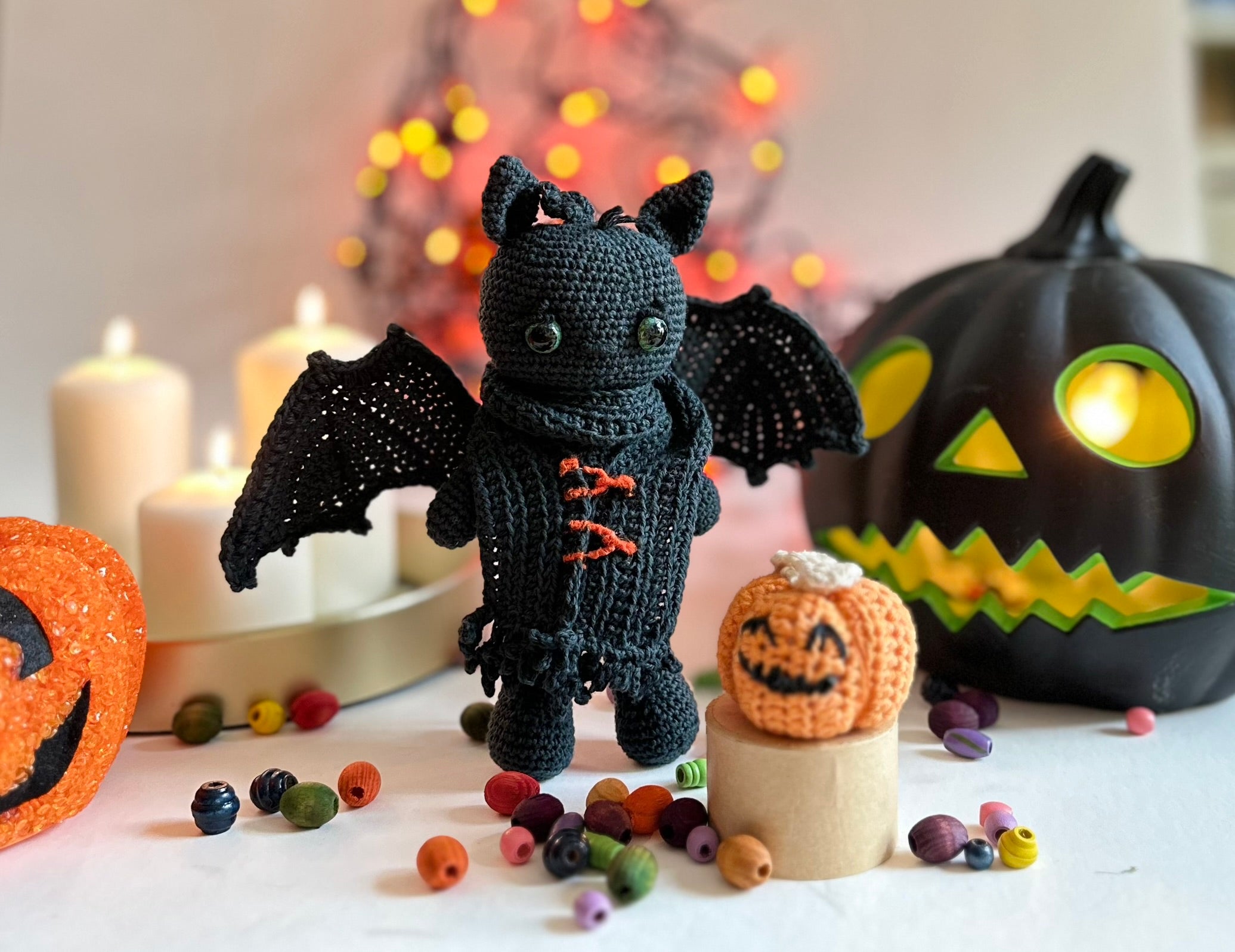 Crochet Halloween Black Dragon & Pumpkin Pattern – Amigurumi Decor