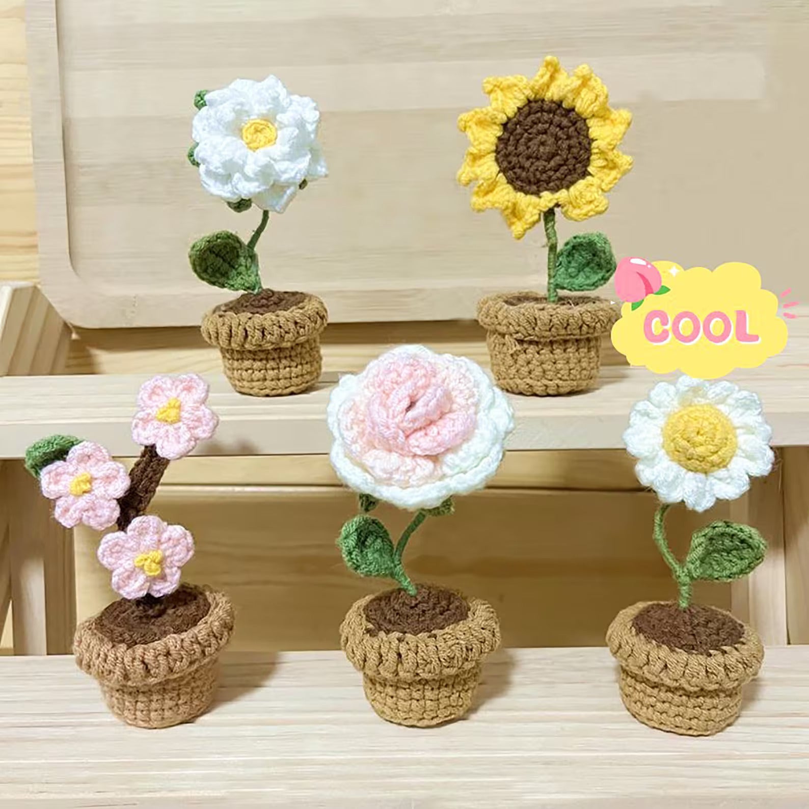 crocheted potted plants